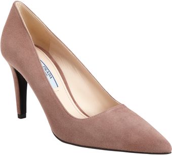 Prada Suede Pointed Toe Pump - Lyst