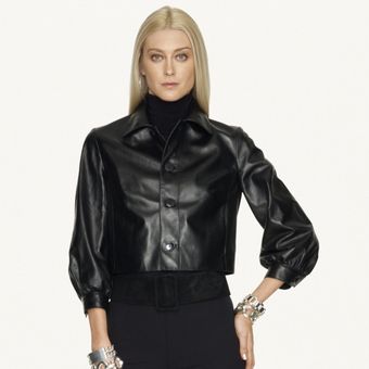 Ralph Lauren Black Label Cropped Leather Talisa Jacket - Lyst