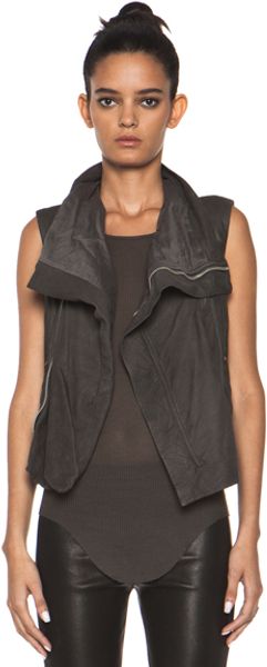 Rick Owens Leather Biker Combo Vest in Earth Tones - Lyst