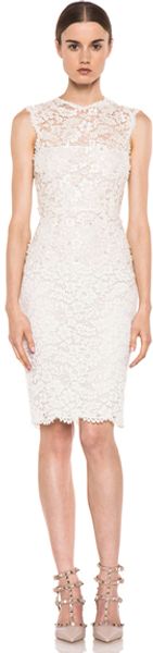Valentino Rebrode Lace Sleeveless Embroidered Dress in White - Lyst