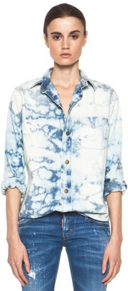 Current/Elliott The Prep School Shirt in Blue Ombre Tie Dye - Lyst
