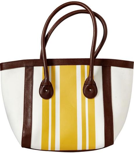 Old Navy Striped Canvas Totes in White (lemonbar)