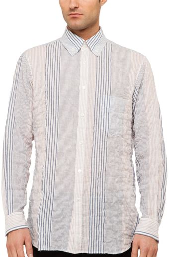 Yohji Yamamoto Blue and White Ivy Shirt - Lyst