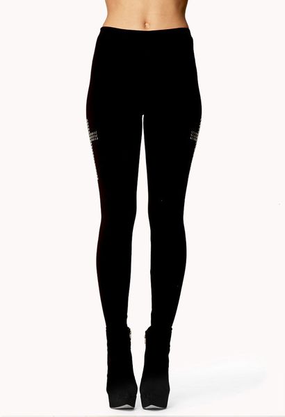 Forever 21 Studded Cross Leggings in Black (blacksilver) - Lyst