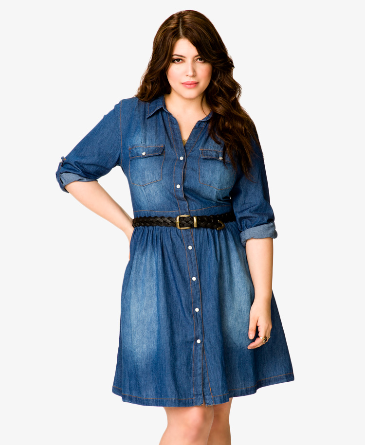 Forever 21 Denim Shirt Dress in Blue (medium denim)