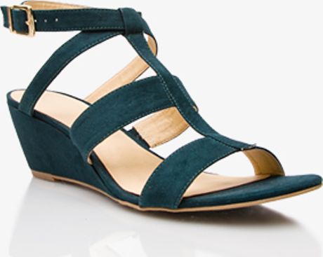 Forever 21 Gladiator Wedge Sandals in Green (peacock) | Lyst