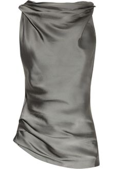 Donna Karan New York Cowl-neck Matte-satin and Jersey Top - Lyst