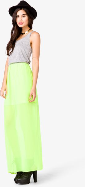 Forever 21 Contrast Maxi Dress in Yellow (greyneon yellow)