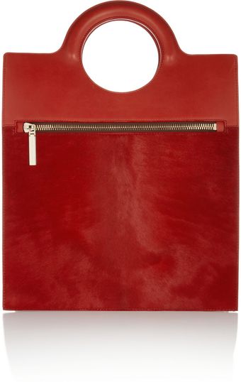 Victoria Beckham Matteleather and Calf Hair Tote - Lyst