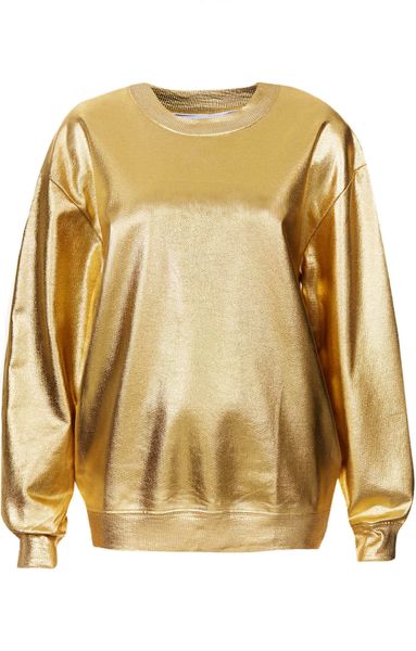 Topshop Metallic Sweat By Tee and Cake in Gold  Lyst