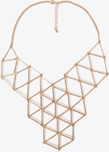 Forever 21 Linked Geo Bib Necklace in Gold