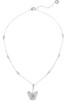 Kenneth Jay Lane Rhodium Plated Cubic Zirconia Butterfly Necklace - Lyst