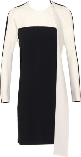Balenciaga Colour Blocked Crepe Dress with Draped Open Back - Lyst