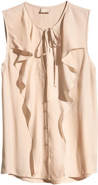 H&M Sleeveless Blouse with Ruffles - Lyst
