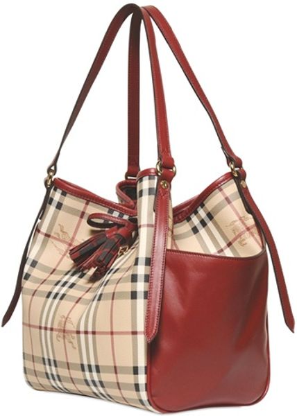 Burberry Small Canterbury Haymarket Bag in Purple (checkbordeaux) Burberry Small Canterbury Haymarket Bag in Purple (checkbordeaux)