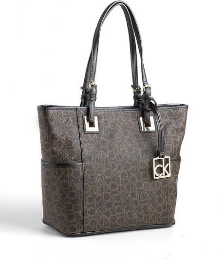 Calvin Klein Monogram Tote Bag in Gray (brown/khaki) | Lyst