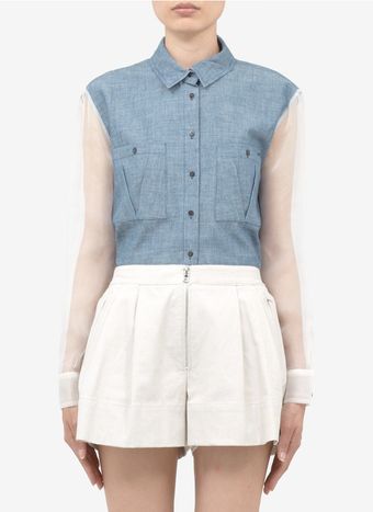 Elizabeth And James Sheerback Denim Shirt - Lyst