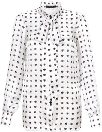 Giles White Polka Dot Silk Blouse - Lyst
