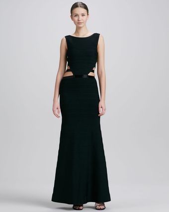 Hervé Léger Cut-outside Long Bandage Gown - Lyst