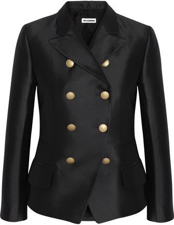 Jil Sander Doublebreasted Silkblend Twill Blazer - Lyst