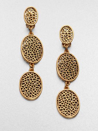 Oscar de la Renta Oval Disc Drop Earrings - Lyst