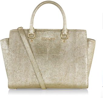 Michael by Michael Kors Selma Large Metallic Satchel - Lyst