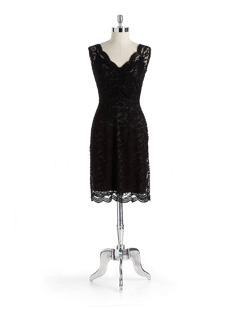 Calvin Klein Lace Ruched Dress in Black Lyst
