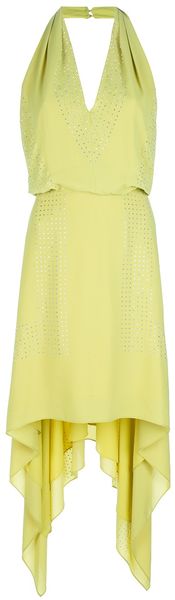 BCBGMAXAZRIA Beaded Halterneck Dress - Lyst