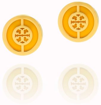 Tory Burch Deco Logo Stud Earring - Lyst