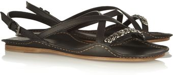 Bottega Veneta Chain Trimmed Leather Sandals - Lyst