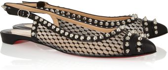 Christian Louboutin Manovra Studded Patent Leather Slingback Flats - Lyst
