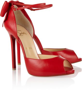 Christian Louboutin Noeud 120 Bow Embellished Leather Peeptoe Pumps - Lyst