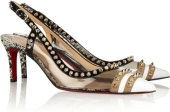 Christian Louboutin Manovra 70 Studded Leather and Pvc Slingback Pumps - Lyst
