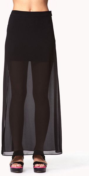 Forever 21 Chiffon Maxi Skirt in Black