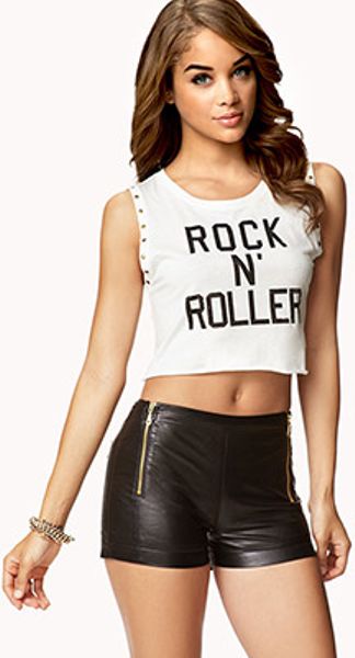 black faux leather shorts outfit