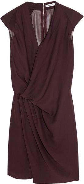 Helmut Lang Chiffon Trimmed Washed Satin Dress - Lyst