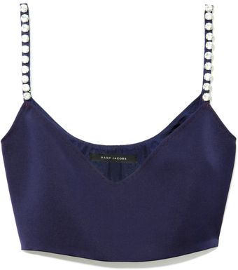 Marc Jacobs Doubleface Satin Cropped Tank with Embroidered Straps - Lyst