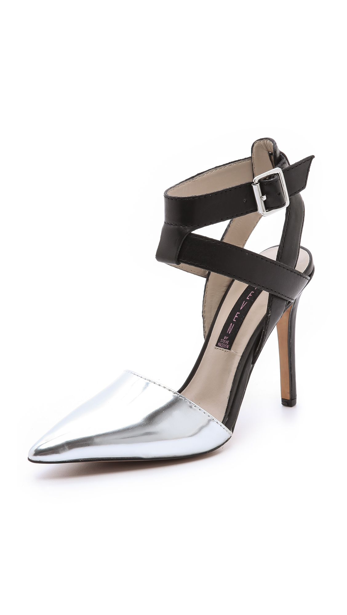 Steven By Steve Madden Whisp Strappy Pumps in Silver | Lyst