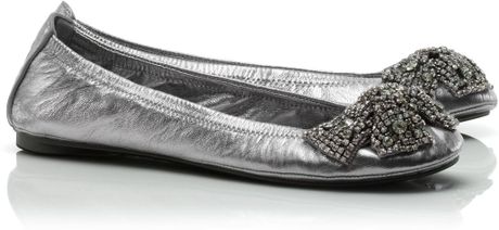 tory burch eddie ballet flat with crystal bow