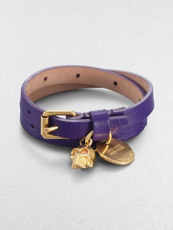 Alexander McQueen Double Wrap Leather Bracelet - Lyst