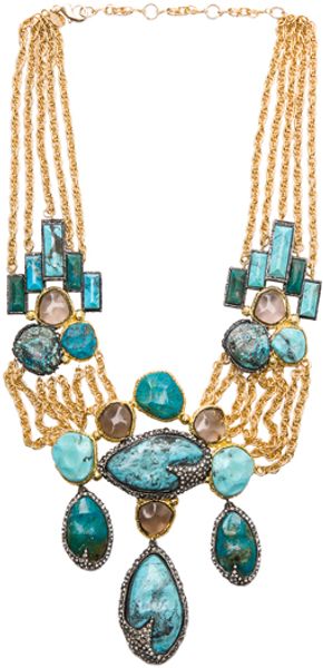 Alexis Bittar Large Chrysocolla Necklace in Metallics - Lyst