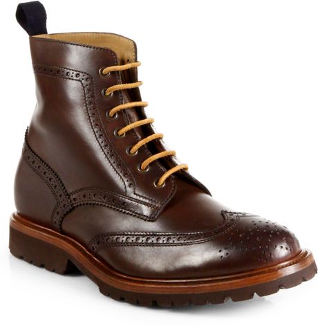 lyst cucinelli brunello wingtip brogue boots brown fullscreen