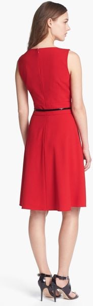 Calvin Klein Fit Flare Dress in Red