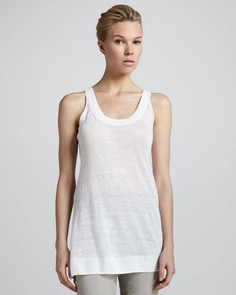 Donna Karan New York Racerback Linen Tunic White - Lyst