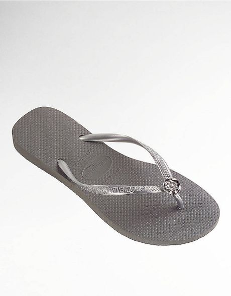 Havaianas Grey Slim Crystal Harmony Flip Flops in Gray (grey) | Lyst