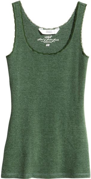 H&M Top in Ribbed Jersey - Lyst