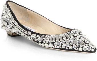 Jimmy Choo Tibet Jeweled Leather Pointtoe Flats - Lyst