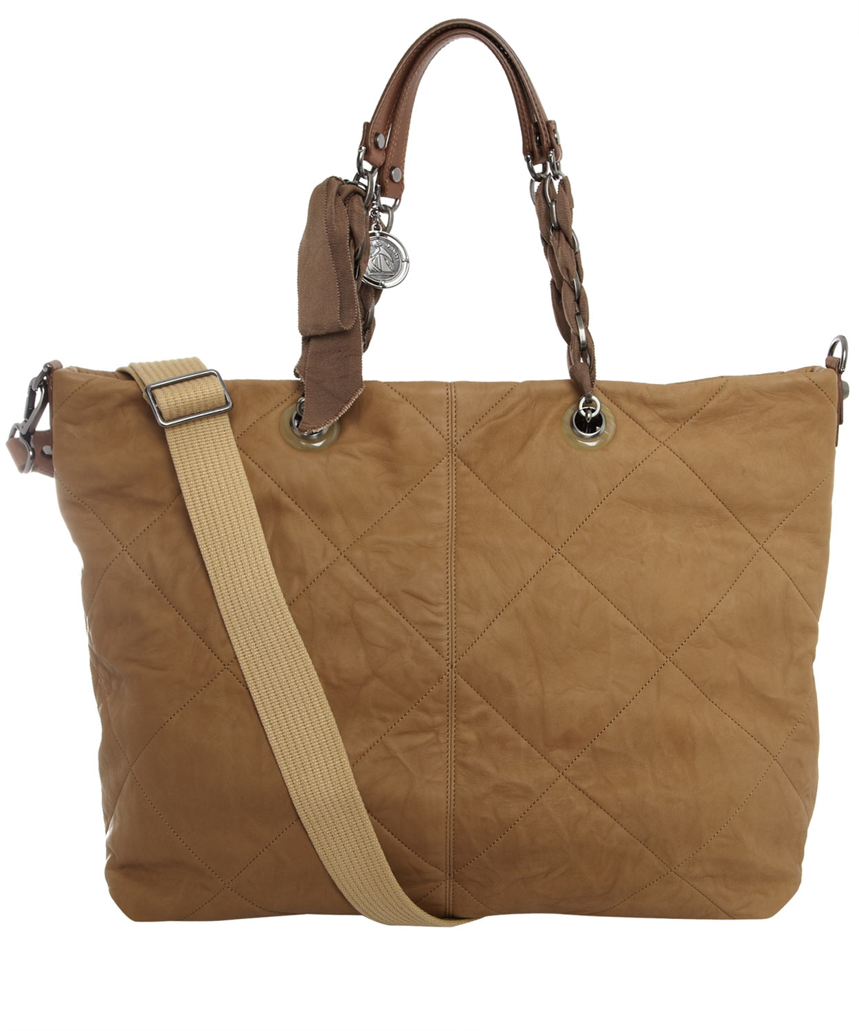 tan quilted purse