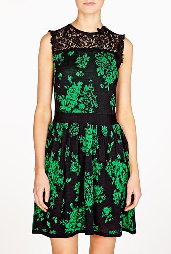 RED Valentino Mesh Insert Floral Dress - Lyst