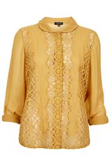 Topshop Geo Lace Rolled Sleeve Blouse